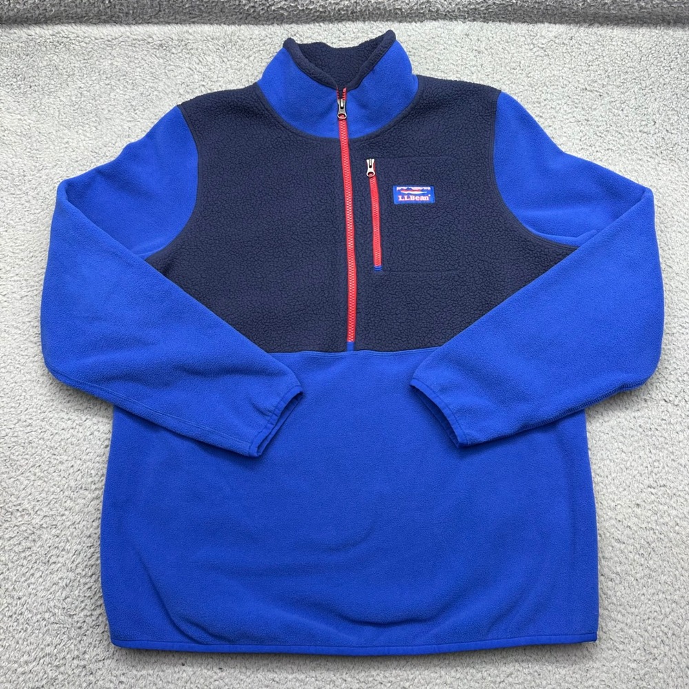 LL Bean 501068 Womens XL Blue Navy 1/4 Zip Polartec Fleece Pullover Jacket Shirt - Picture 1 of 11